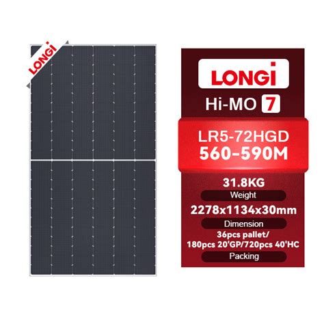 Best Seller Longi Himo7 Lr5 72hgd 144 Cell Bifacial 560W 565W 570W 575W