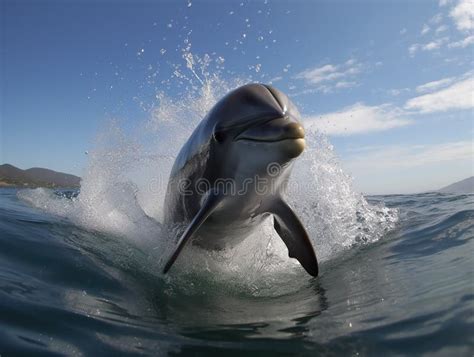 Ai Generated Illustration Of A Playful Bottlenose Dolphin Leaping Out