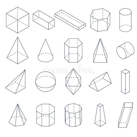 Un Ensemble De Formes 3D Géométriques Vues Isométriques Illustration de