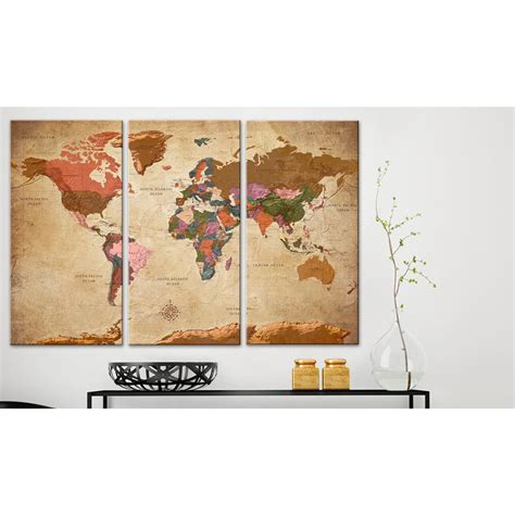 Cuadro Para Pared Maps Brown Elegance Mapamundi Cuadros