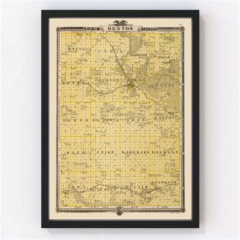 Vintage Map of Benton County, Iowa 1875 by Ted's Vintage Art