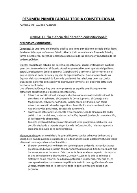 Resumen Primer Parcial Teoria Constitucional RESUMEN PRIMER PARCIAL