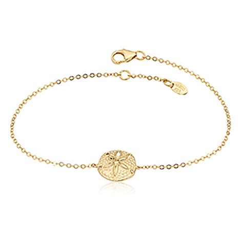 K Yellow Gold Single Sand Dollar Charm Bracelet Cc