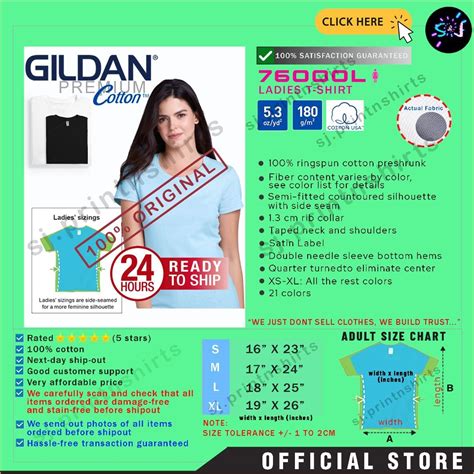 Gildan Premium Cotton 76000L LADIES Plain T-Shirt (White, Black), Women ...