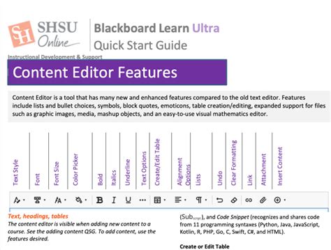 Blackboard Learn Ultra Content Editor Instructor Quick Start Guide