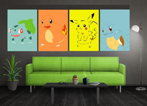 Minimalist Pokemon Poster Set Pokemon Wall Art Bulbasaur | Etsy