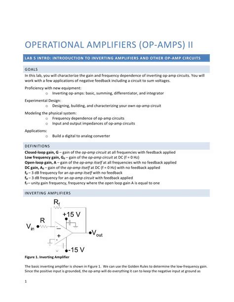 PDF OPERATIONAL AMPLIFIERS OP AMPS I Summing Amplifier The