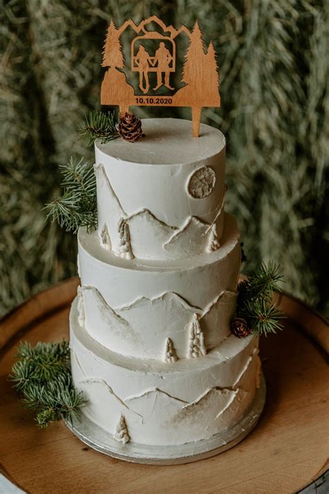 Mountain Wedding Cake Topper Mountain Wedding Woodland Wedding Wood