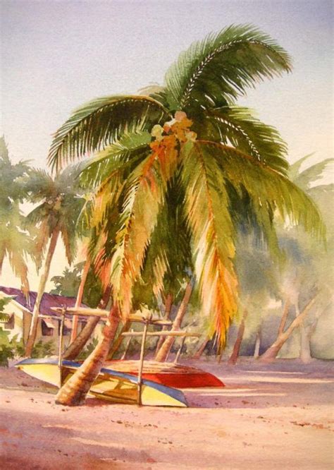 South Pacific Watercolor Landscape Paintings Watercolor Landscape