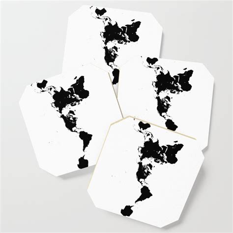 Dymaxion World Map Fuller Projection Map Minimalist Black On White