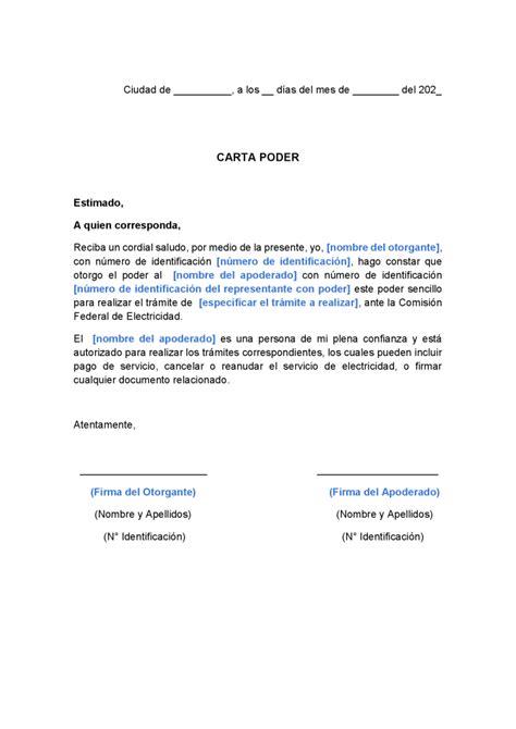 ⊛ Carta Poder Cfe ⇒ Formato Word Y Pdf 2025