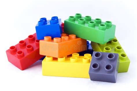 Multicolored Lego Blocks Stacked On Top Of Each Other Stock Photo