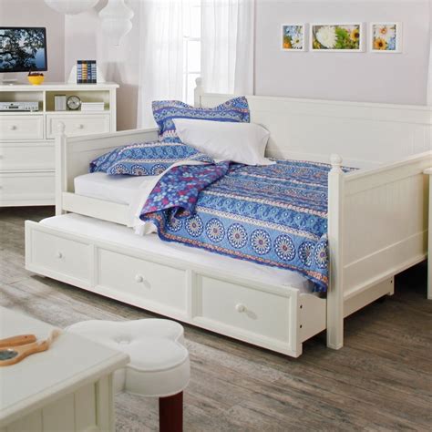 Full White Wood Daybed With Pull Out Trundle White Wood Daybed