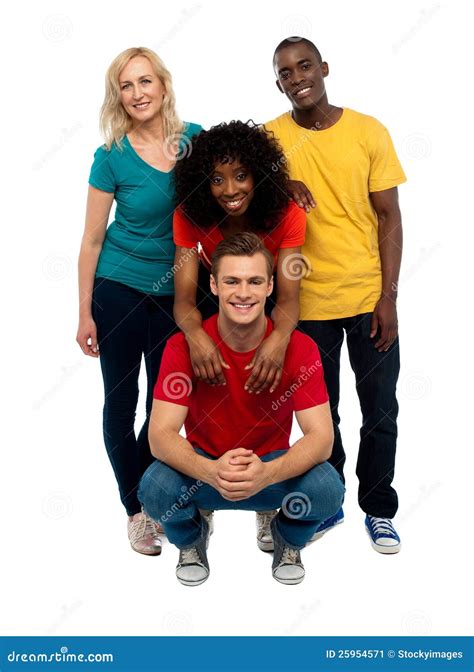 Group Of Four Happy Young People Stock Image Image Of Confident Full