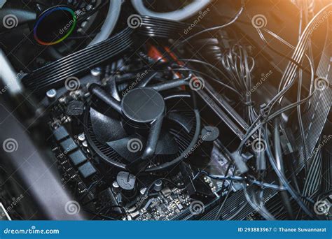 Inside Computer Motherboard With Wires Stock Image Image Of Vehicle