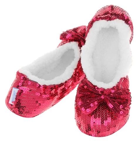 Girls Bling Sequin Snoozies Slippers Red Silver Black Blue Pink Gold 12