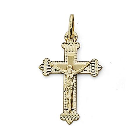 Crucifijo Oro 18k Cristo 23mm Tallado 7993