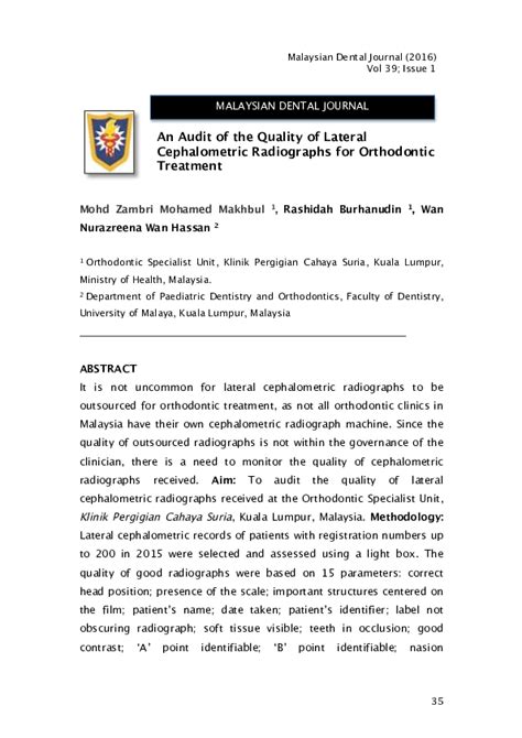 (PDF) An Audit Of The Lateral Ceph Radiograph