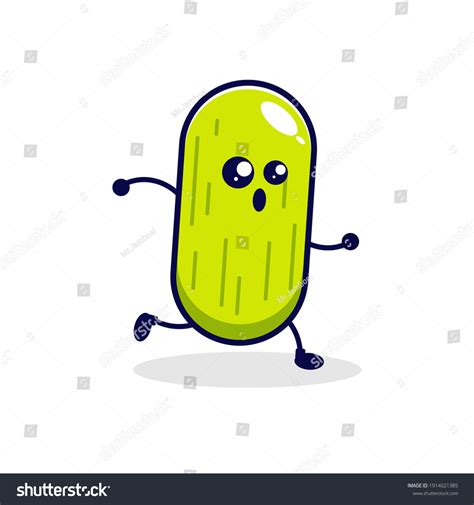 Cucumber Run Cute Character Illustration Stock Vector Royalty Free