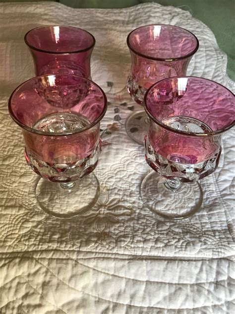 Vtg Tiffin Franciscan King Crown Ruby Red Flashing 4 Stem Footed Glasses Water Ebay