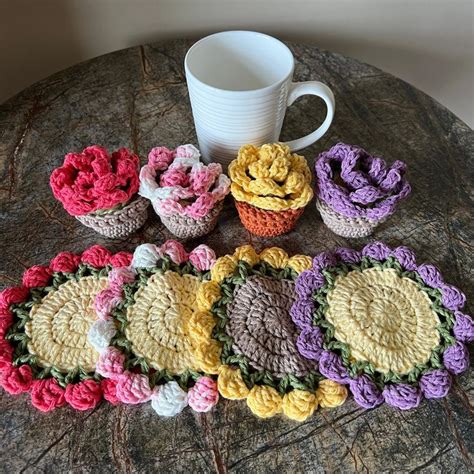 Flower Pot Coaster Set Of 2 Flower Coasters In A Pot Flower Basket