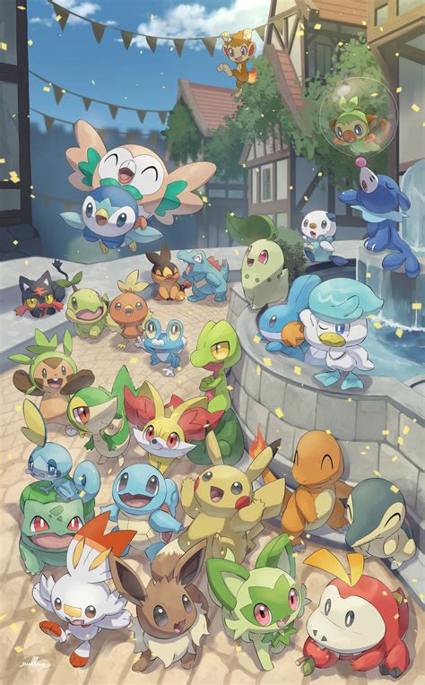 Pikachu Eevee Rowlet Piplup Oshawott And 23 More Pokemon Drawn