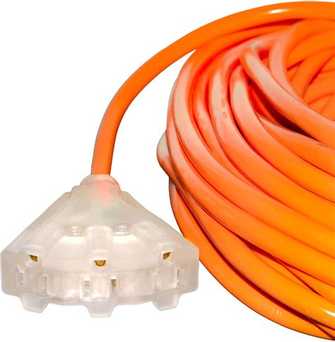 15 Ft 12 Gauge Ul Listed Heavy Duty Indoor Outdoor Sjtw Lighted Triple Outlet Extension Cord By