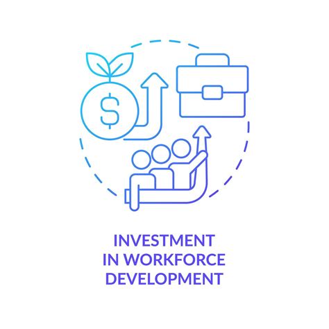 Investment in workforce development blue gradient concept icon. Improve