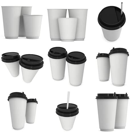 Tazas De Café Desechables Taza De Papel En Blanco Con Tapa De Plástico