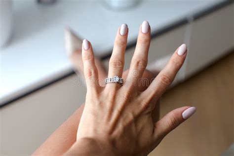 Female Hand With Diamond Ring Stock Photo Image Of Ring Close