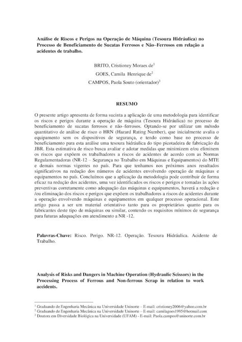 Pdf Modelo De Artigo De Peri Dico Baseado Na Nbr An Lise