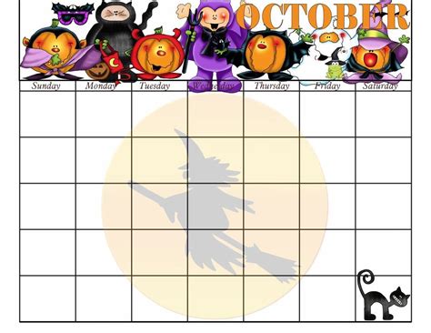 Cute October Calendar Printable And Enjoyable Learning