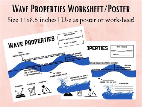 Wave Properties Worksheet Science Poster Anchor Chart Science