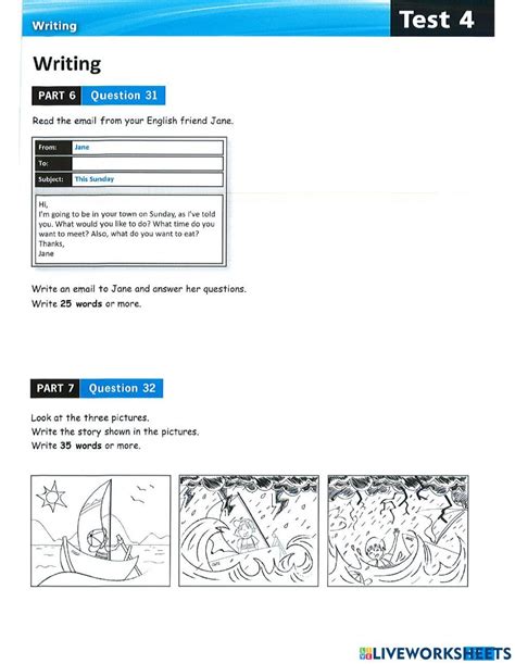 Simply Ket Test 4 Writing Interactive Worksheet Live Worksheets