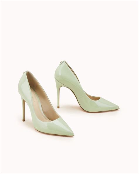 Escarpin Aelia En Cuir Vernis Vert Amande Chaussures Cosmoparis En