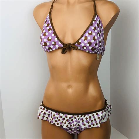 Victoria S Secret Bikini Polka Dot Padded Med Halter Gem