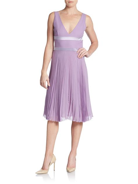 Lyst - Valentino Roma Crystal-Pleat Silk Dress in Purple