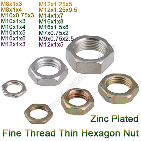 Pcs M M M M M M M Galvanized Hexagon Hex Thin Nut Fine