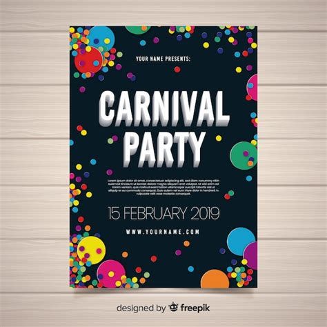 Karneval Party Flyer Vorlage Kostenlose Vektor