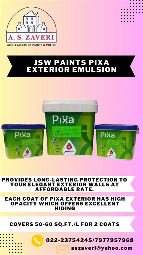 Jsw Paint Pixa Exterior Emulsion Matt At Litre Jsw Wall Paints