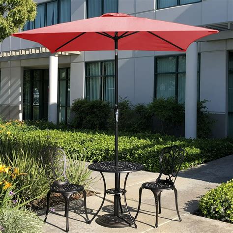 Davee 6 5 Square Patio Umbrella Outdoor Table Market Umbrella With Tilt Crank 4 Ribs Red