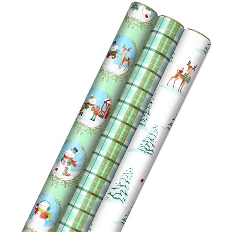 Hallmark Christmas Wrapping Paper With Cut Lines On Reverse 3 Rolls