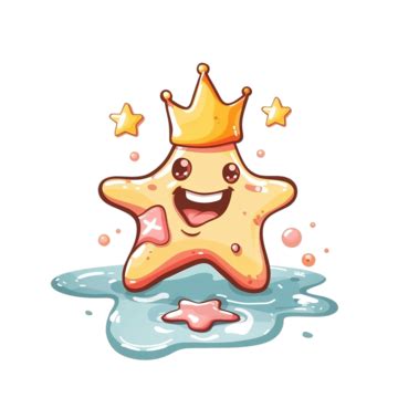 Colorful Cartoon Character Sitting On Paint Puddle, Cartoon, Character, Star Shaped Hat PNG ...