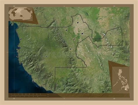 Sultan Kudarat Philippines Low Res Satellite Major Cities Stock