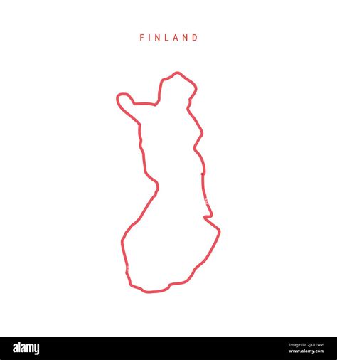 Finland Editable Outline Map Finnish Red Border Country Name Adjust