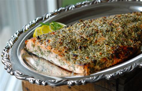 Broiled Salmon With Blue Cheese Lemon And Dill Andrew Zimmern