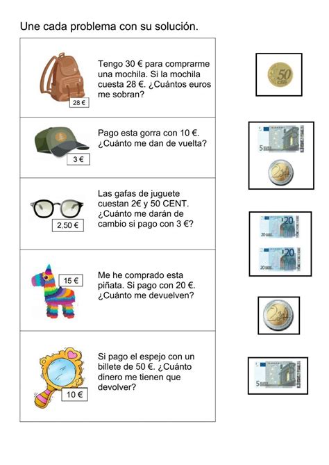 Ficha Online De Monedas Y Billetes Para Primero De Primaria Puedes