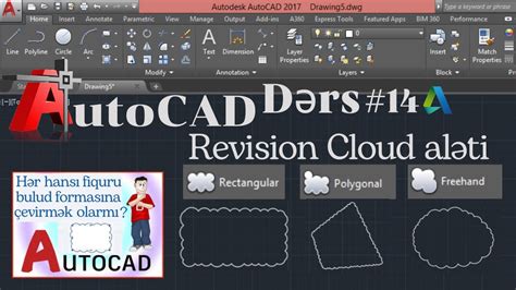 Autocad Dərsləri 14 Revision Cloud Aləti Rectangular Polygonal