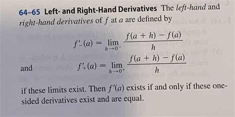 Solved Left And Right Hand Derivatives The Left Hand Chegg