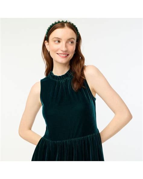 J Crew Velvet Sleeveless Midi Dress In Green Lyst